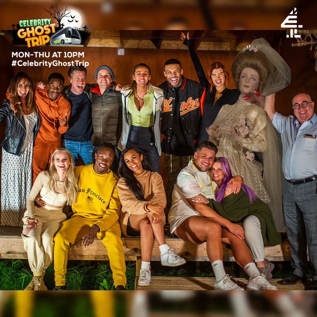 Caption card for the TV program on E4, Celebrity Ghost trip